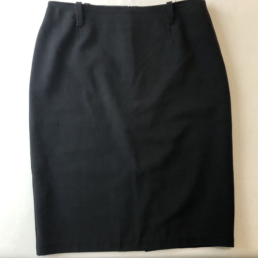 Studio M Pencil Skirt Women 2 Black Fully Lined Viscose Blend Stretch Workwear